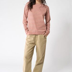 Batela long sleeve sailor striped rose pink T-shirt 38-M NWOT